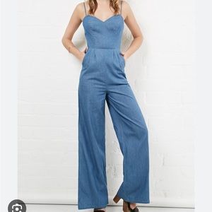 Lovers and Friends Denim jumpsuit blue cotton xs
